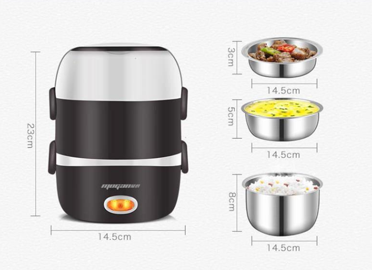 Portable Mini Rice Cooker with Stainless Steel Steamer – 2L Capacity
