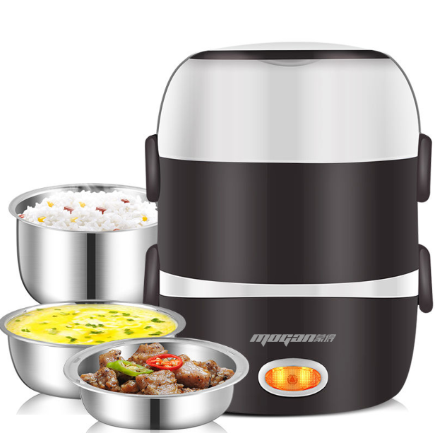 Portable Mini Rice Cooker with Stainless Steel Steamer – 2L Capacity