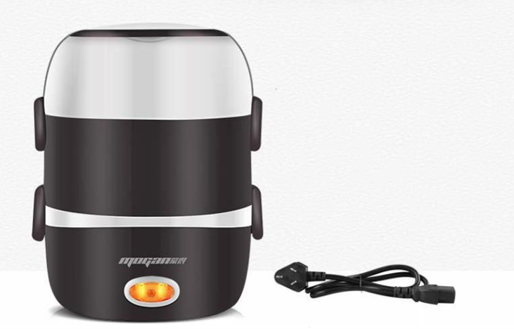 Portable Mini Rice Cooker with Stainless Steel Steamer – 2L Capacity