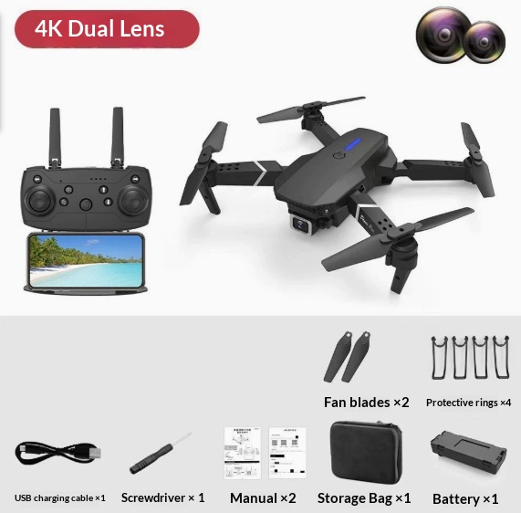 E88 Foldable Drone with Dual 4K Camera and WiFi FPV